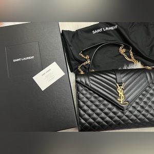 YSL Large Envelope Calfskin Shoulder Bag